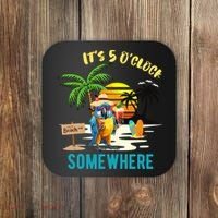 ItS 5 O’Clock Somewhere Parrot Sunset Drinking Coaster thumb 0