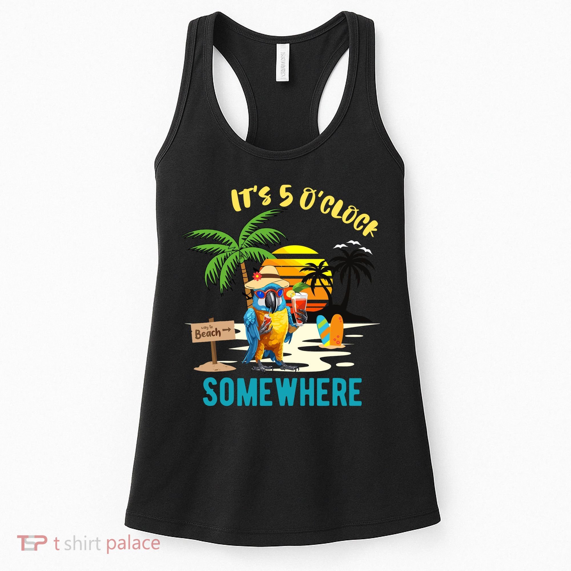 ItS 5 O’Clock Somewhere Parrot Sunset Drinking Women's Tank Top