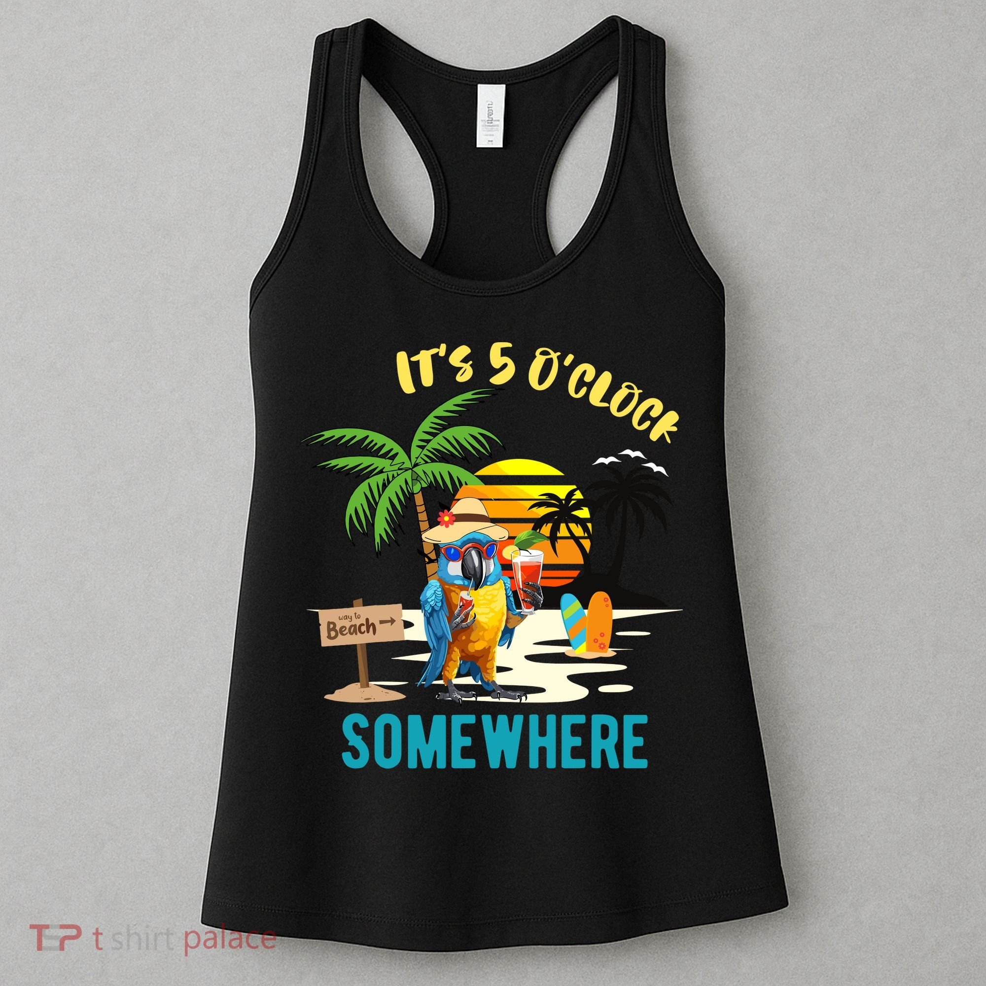 ItS 5 O’Clock Somewhere Parrot Sunset Drinking Women's Tank Top