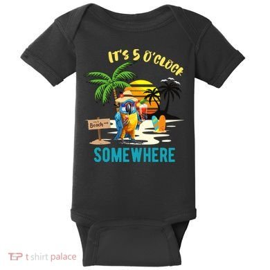 ItS 5 O’Clock Somewhere Parrot Sunset Drinking Baby Bodysuit