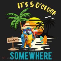 ItS 5 O’Clock Somewhere Parrot Sunset Drinking Golf Towel thumb 3