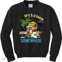 ItS 5 O’Clock Somewhere Parrot Sunset Drinking Kids Sweatshirt thumb 0