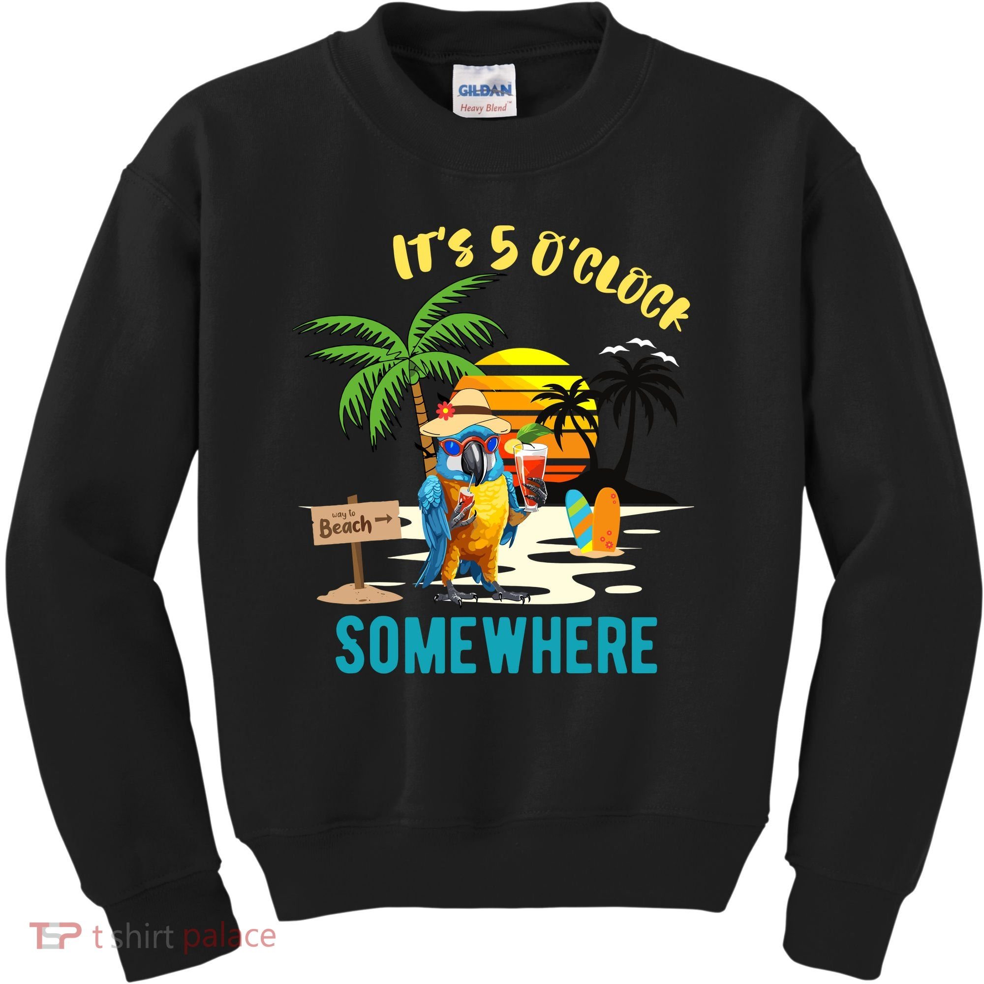 ItS 5 O’Clock Somewhere Parrot Sunset Drinking Kids Sweatshirt