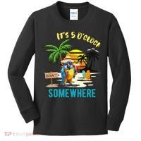 ItS 5 O’Clock Somewhere Parrot Sunset Drinking Kids Long Sleeve Shirt thumb 0
