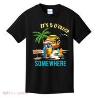 ItS 5 O’Clock Somewhere Parrot Sunset Drinking Kids T-Shirt thumb 0