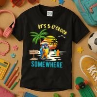 ItS 5 O’Clock Somewhere Parrot Sunset Drinking Kids T-Shirt thumb 3