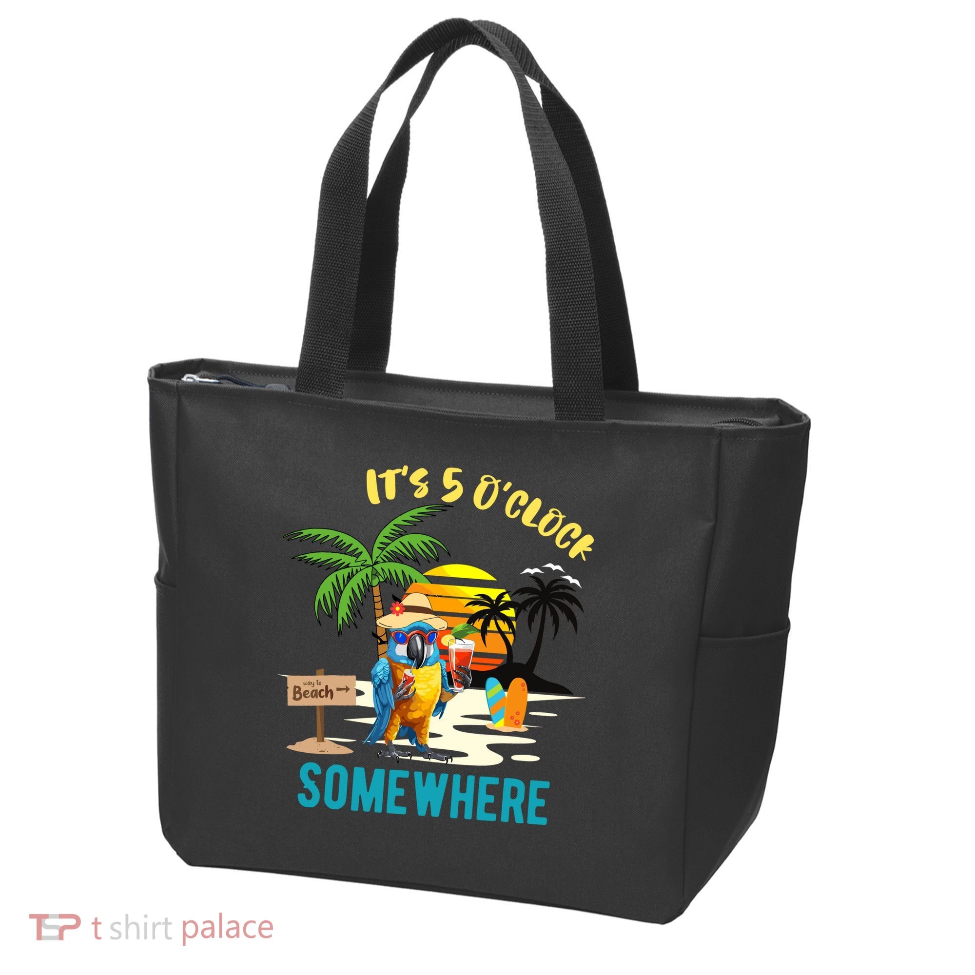 ItS 5 O’Clock Somewhere Parrot Sunset Drinking Tote Bag