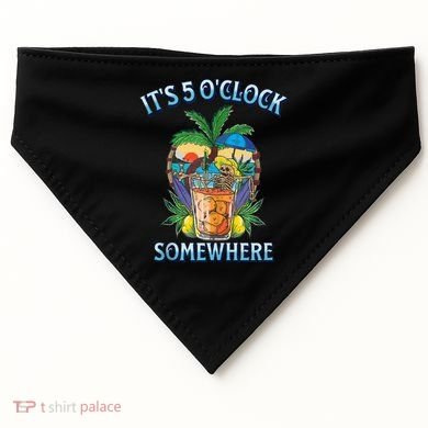 It's 5 O’clock Somewhere Summer Retro Sunset Drinking USA-Made Doggie Bandana