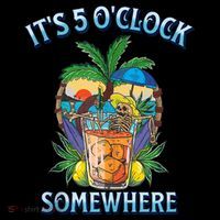 It's 5 O’clock Somewhere Summer Retro Sunset Drinking Bucket Hat thumb 4