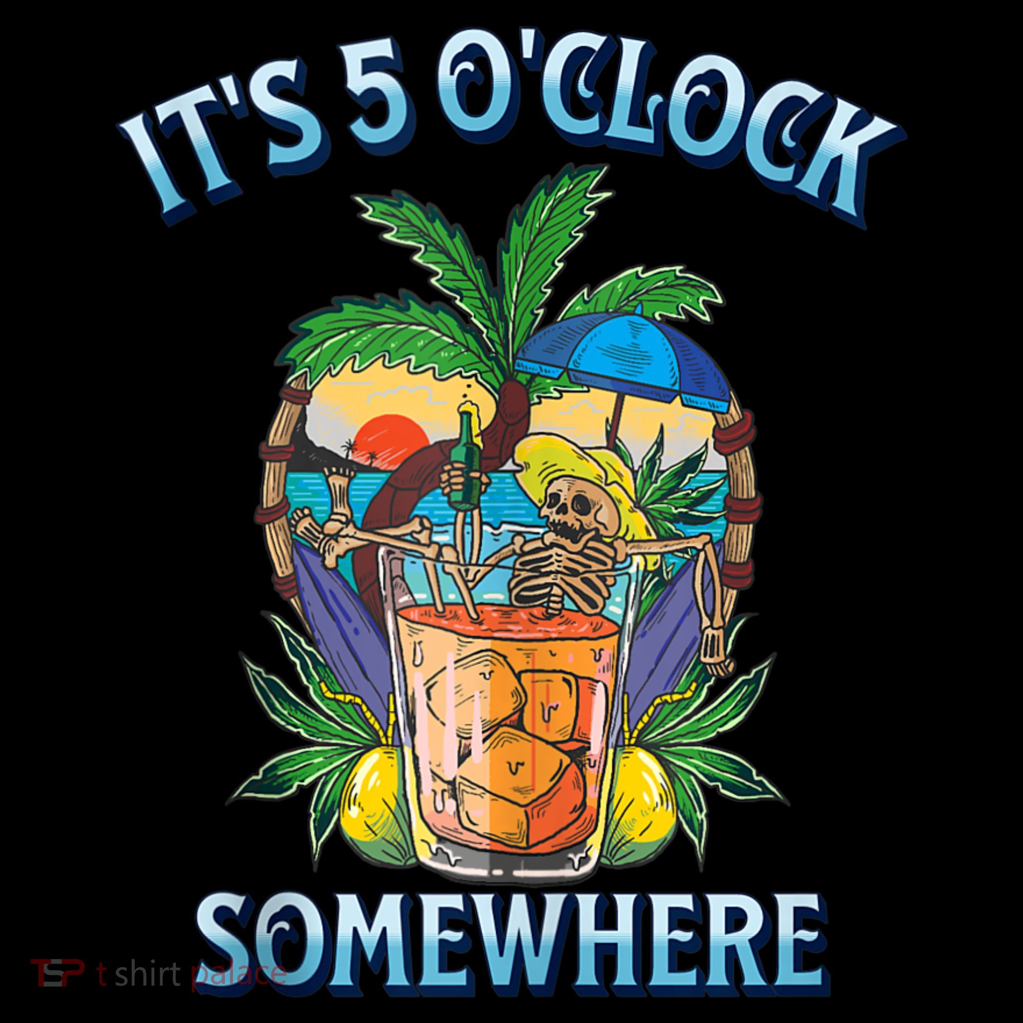 It's 5 O’clock Somewhere Summer Retro Sunset Drinking Ornament