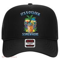 It's 5 O’clock Somewhere Summer Retro Sunset Drinking Hat thumb 0