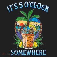 It's 5 O’clock Somewhere Summer Retro Sunset Drinking Hat thumb 2