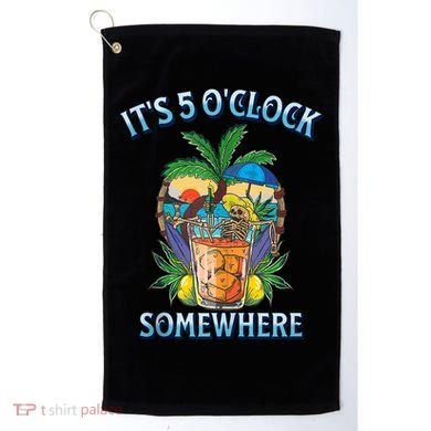 It's 5 O’clock Somewhere Summer Retro Sunset Drinking Golf Towel