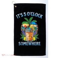It's 5 O’clock Somewhere Summer Retro Sunset Drinking Golf Towel thumb 0