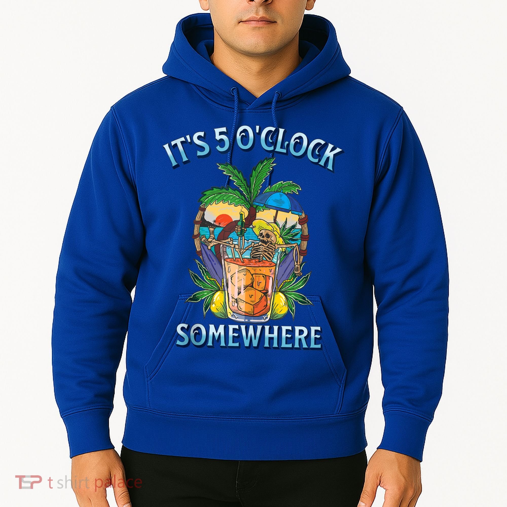It's 5 O’clock Somewhere Summer Retro Sunset Drinking Hoodie