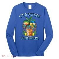 It's 5 O’clock Somewhere Summer Retro Sunset Drinking Long Sleeve Shirt thumb 0