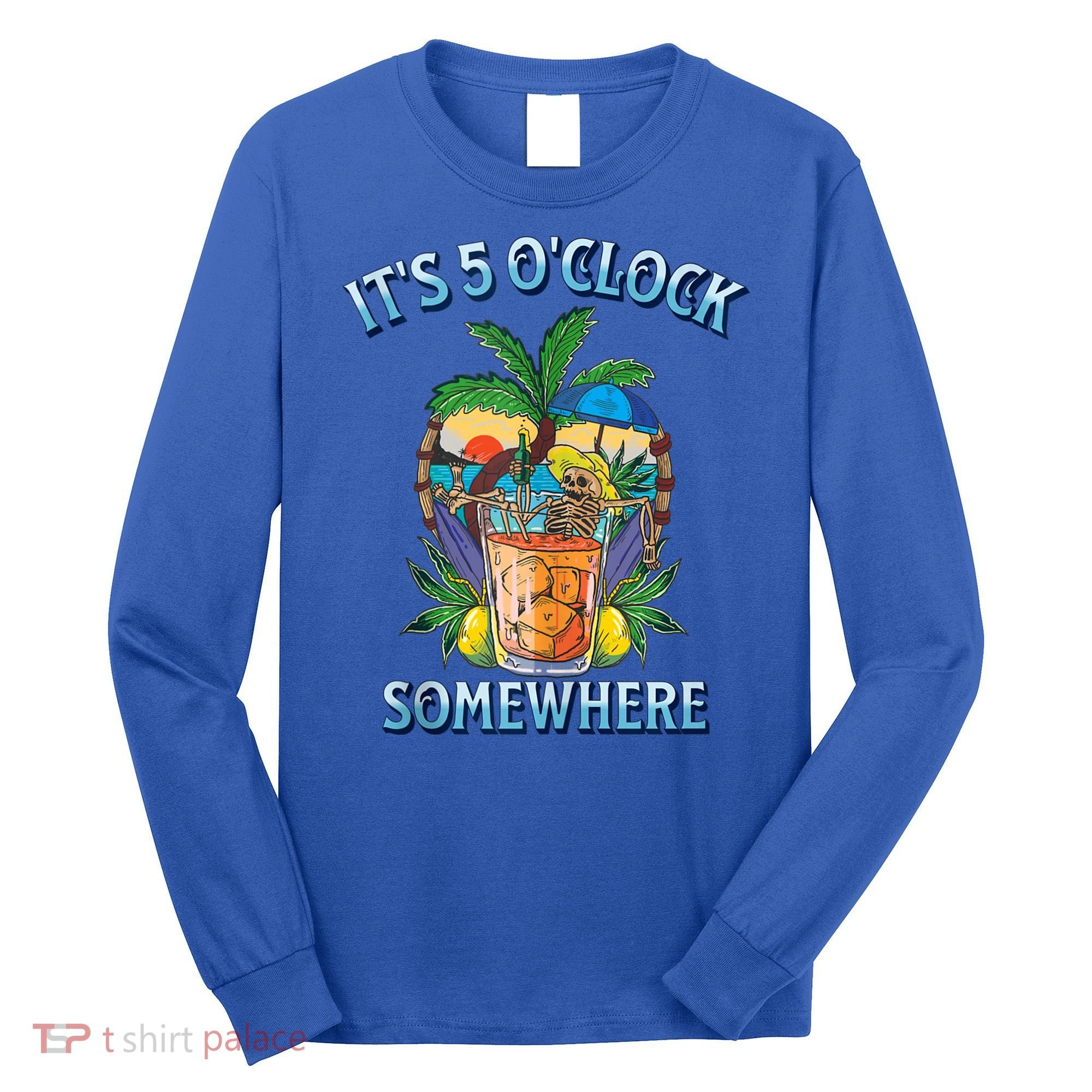 It's 5 O’clock Somewhere Summer Retro Sunset Drinking Long Sleeve Shirt