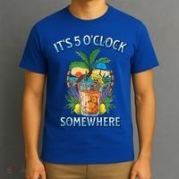 It's 5 O’clock Somewhere Summer Retro Sunset Drinking T-Shirt thumb 3