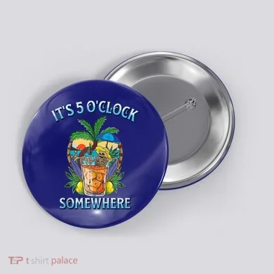 It's 5 O’clock Somewhere Summer Retro Sunset Drinking Button