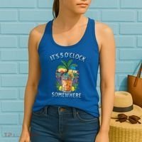 It's 5 O’clock Somewhere Summer Retro Sunset Drinking Women's Tank Top thumb 2