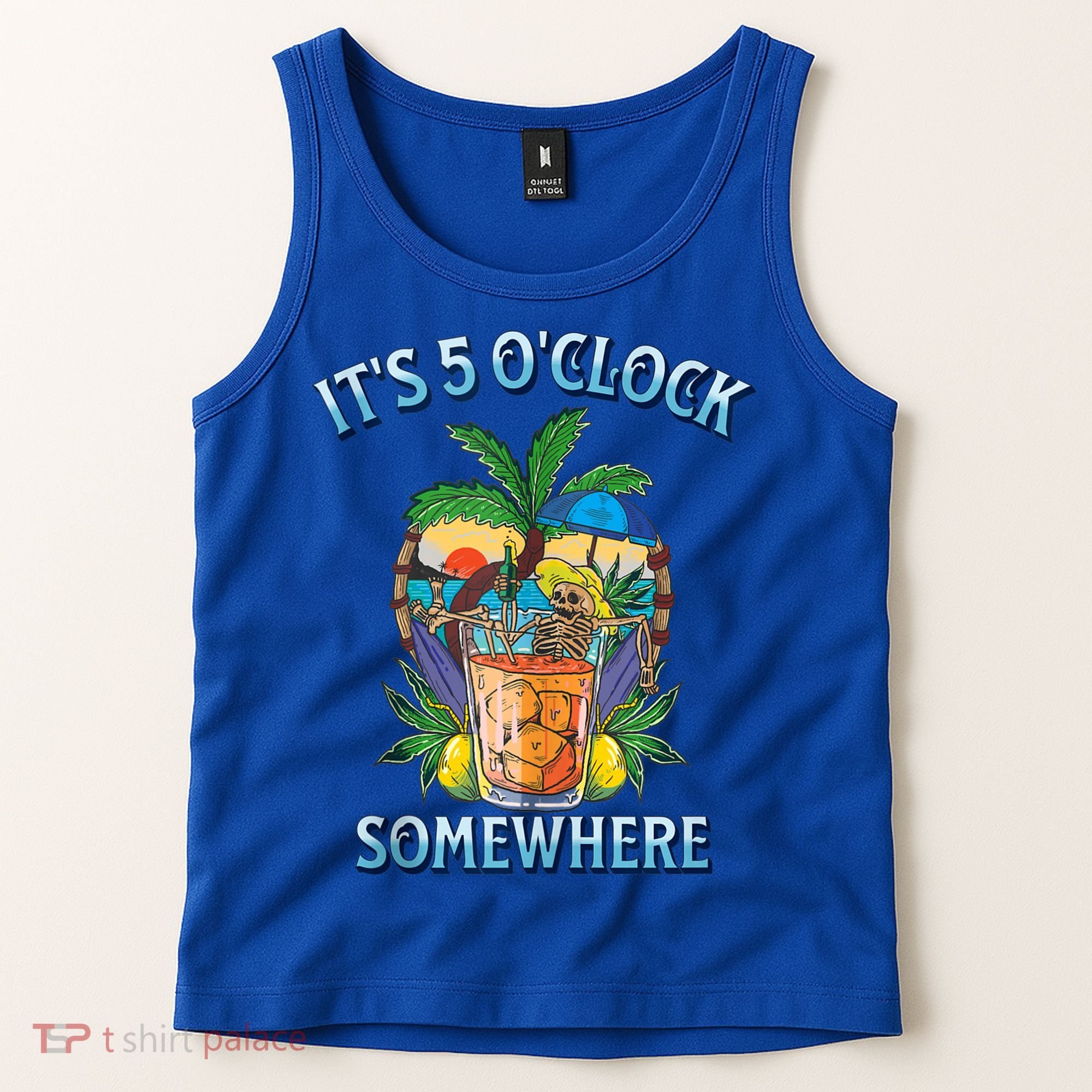 It's 5 O’clock Somewhere Summer Retro Sunset Drinking Tank Top