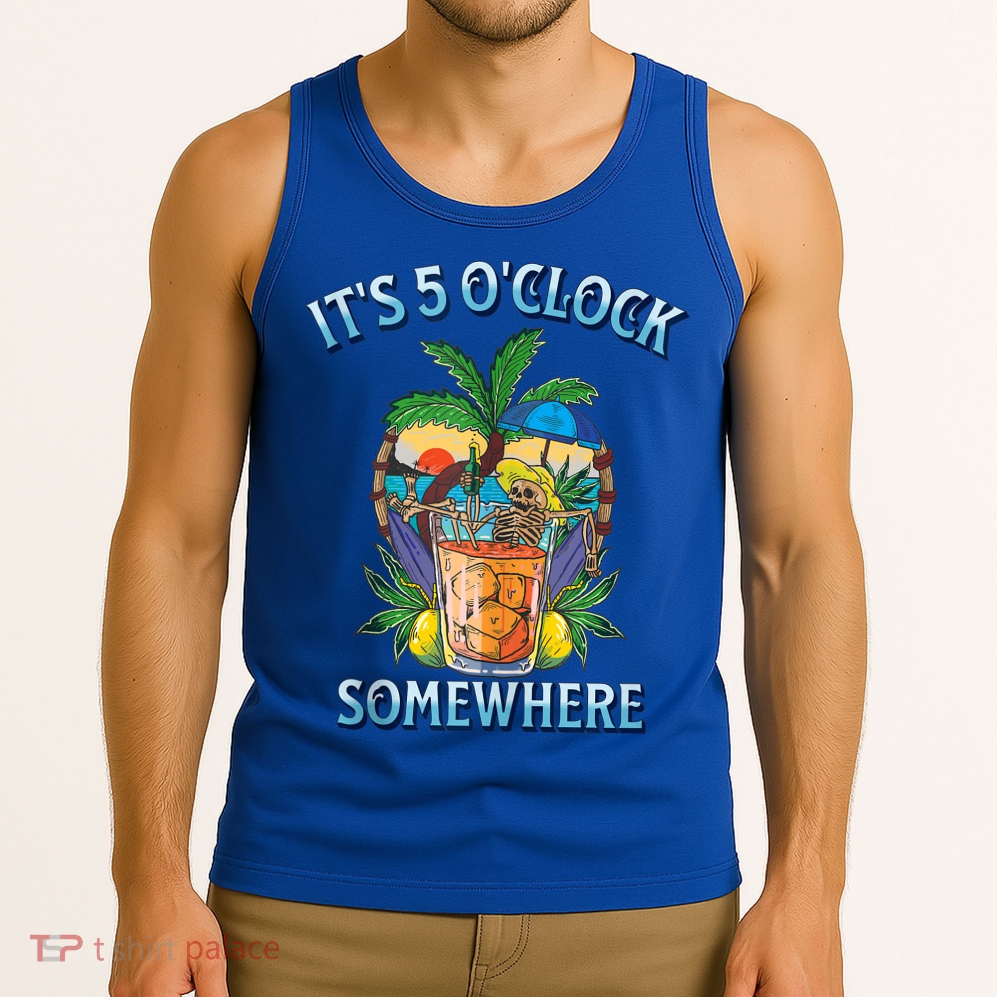 It's 5 O’clock Somewhere Summer Retro Sunset Drinking Tank Top
