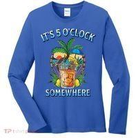 It's 5 O’clock Somewhere Summer Retro Sunset Drinking Women's Long Sleeve Shirt thumb 0