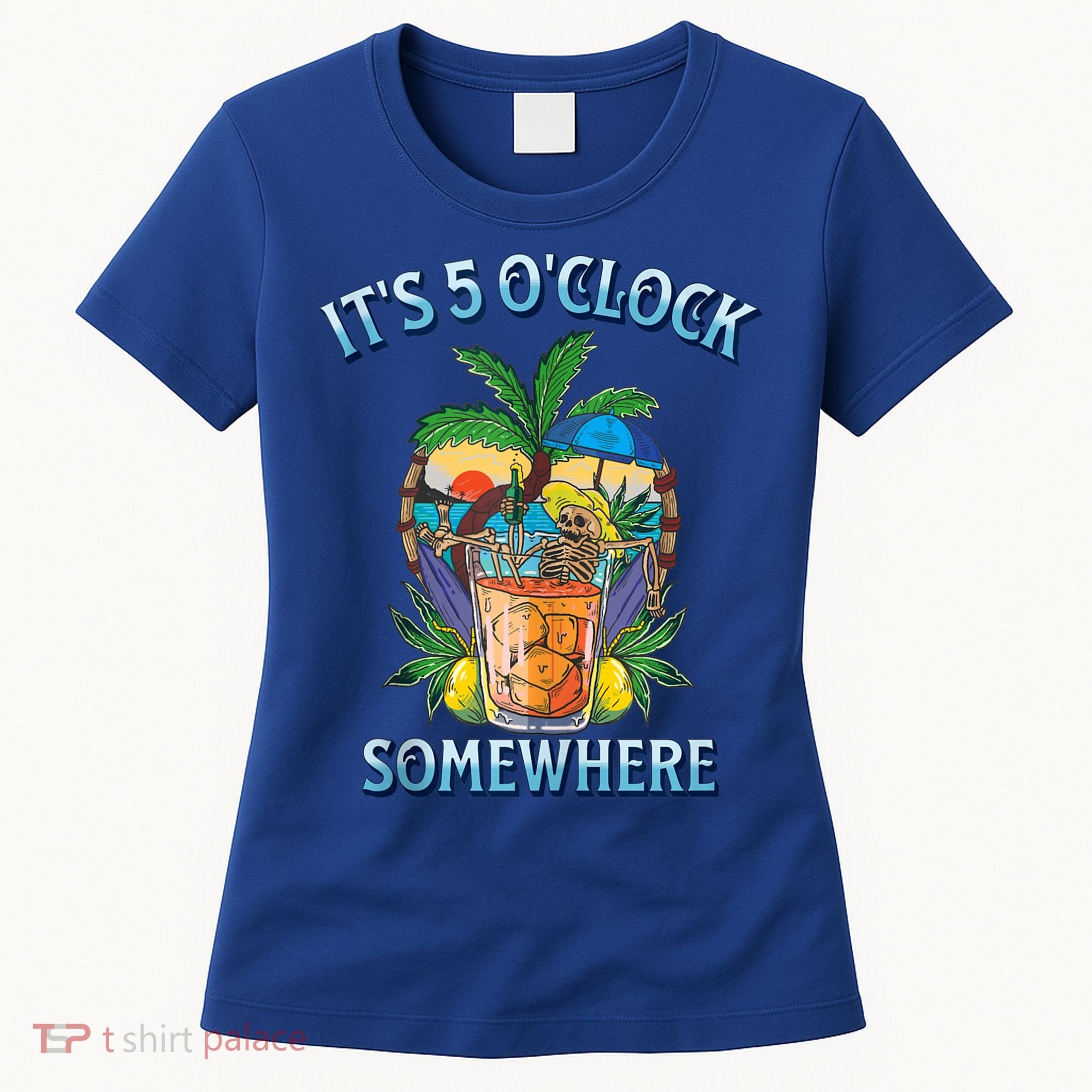 It's 5 O’clock Somewhere Summer Retro Sunset Drinking Women's T-Shirt