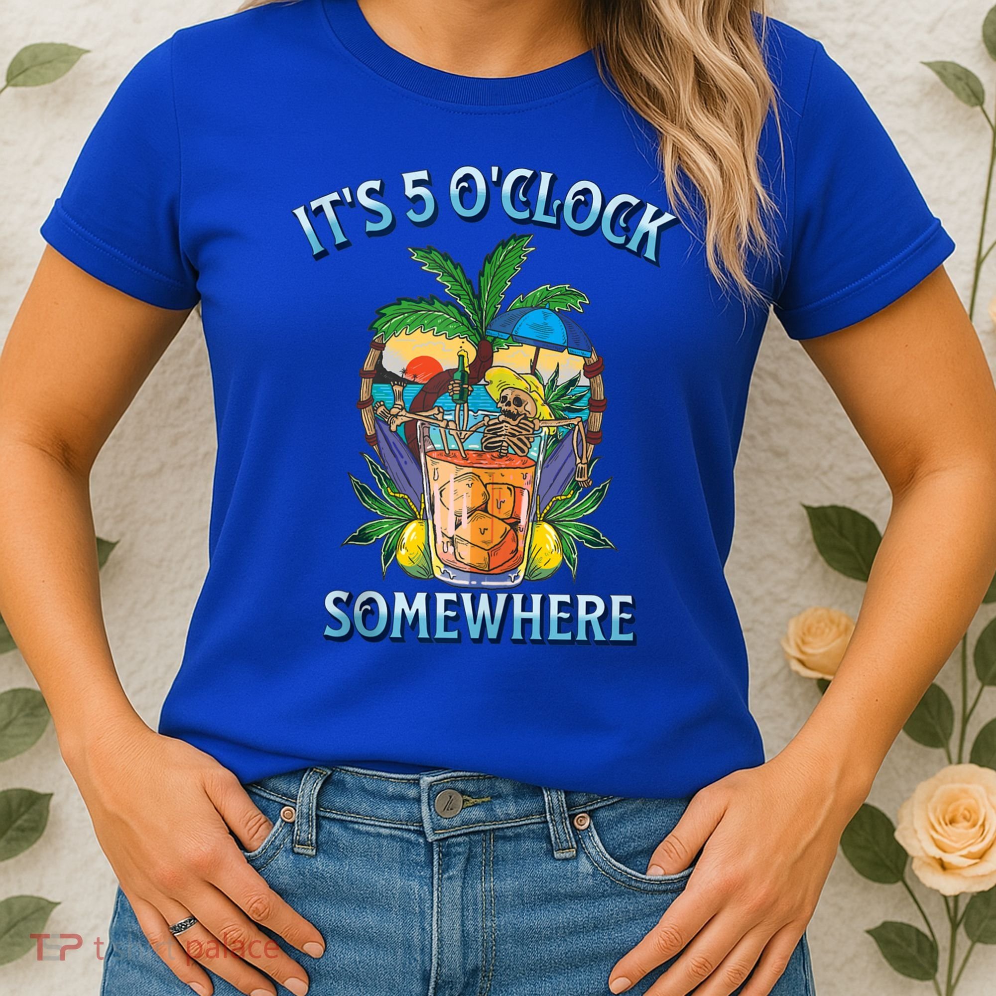 It's 5 O’clock Somewhere Summer Retro Sunset Drinking Women's T-Shirt