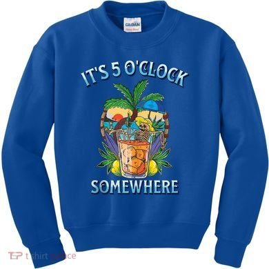 It's 5 O’clock Somewhere Summer Retro Sunset Drinking Kids Sweatshirt
