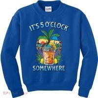 It's 5 O’clock Somewhere Summer Retro Sunset Drinking Kids Sweatshirt thumb 0