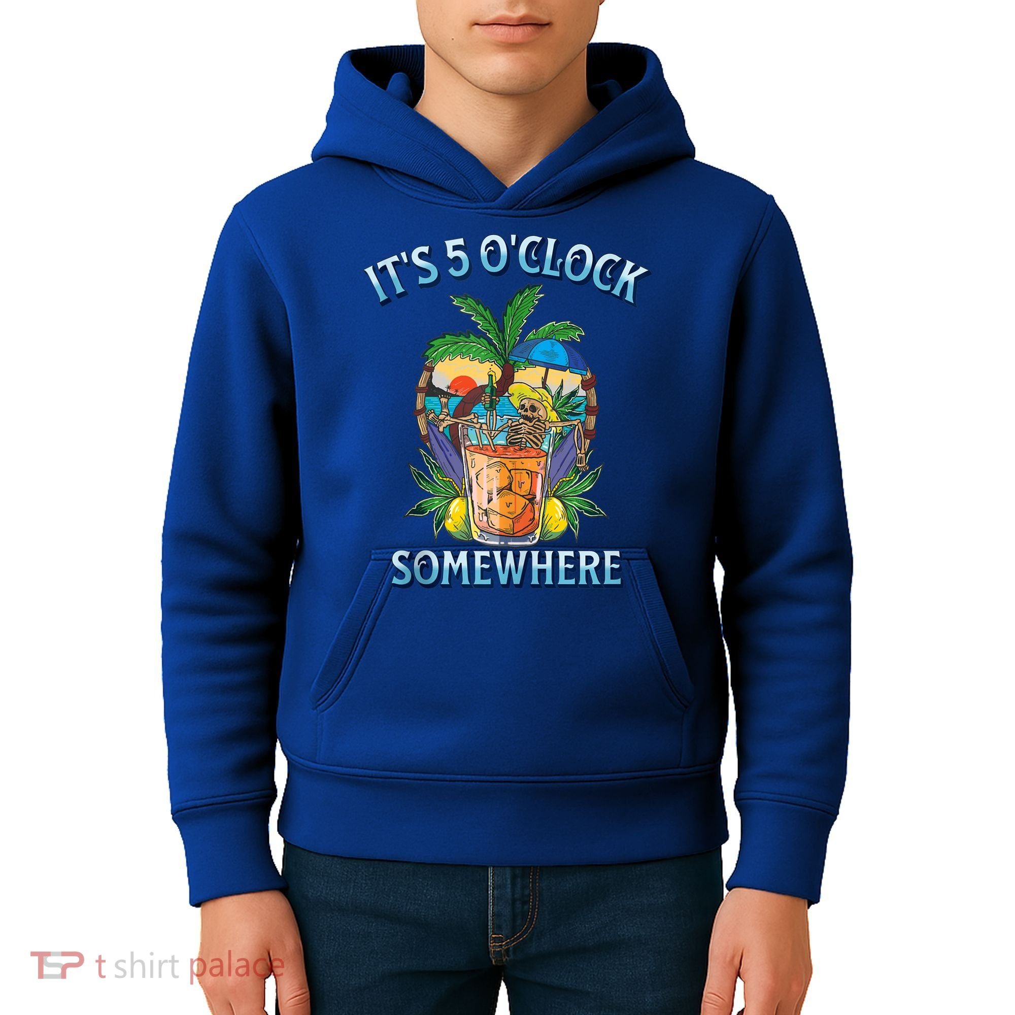 It's 5 O’clock Somewhere Summer Retro Sunset Drinking Kids Hoodie