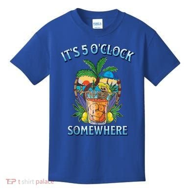 It's 5 O’clock Somewhere Summer Retro Sunset Drinking Kids T-Shirt