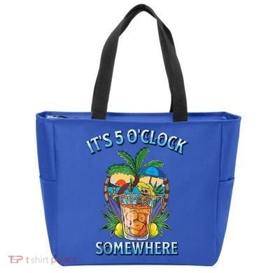 It's 5 O’clock Somewhere Summer Retro Sunset Drinking Tote Bag