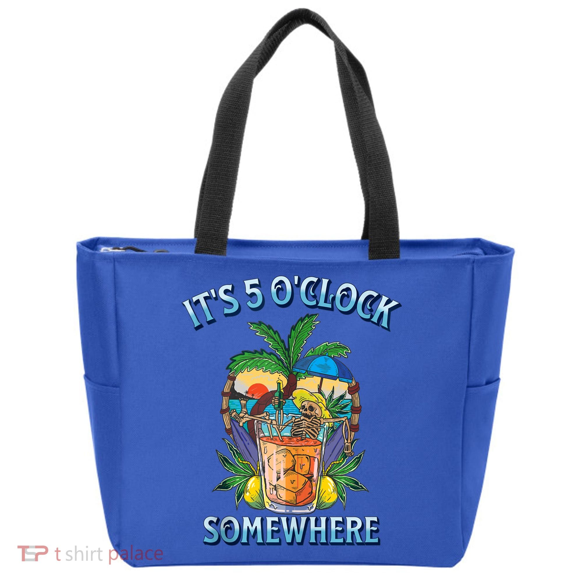 It's 5 O’clock Somewhere Summer Retro Sunset Drinking Tote Bag
