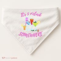 Its 5 O’clock Somewhere Hello Summer Beach Lover Summertime USA-Made Doggie Bandana thumb 0