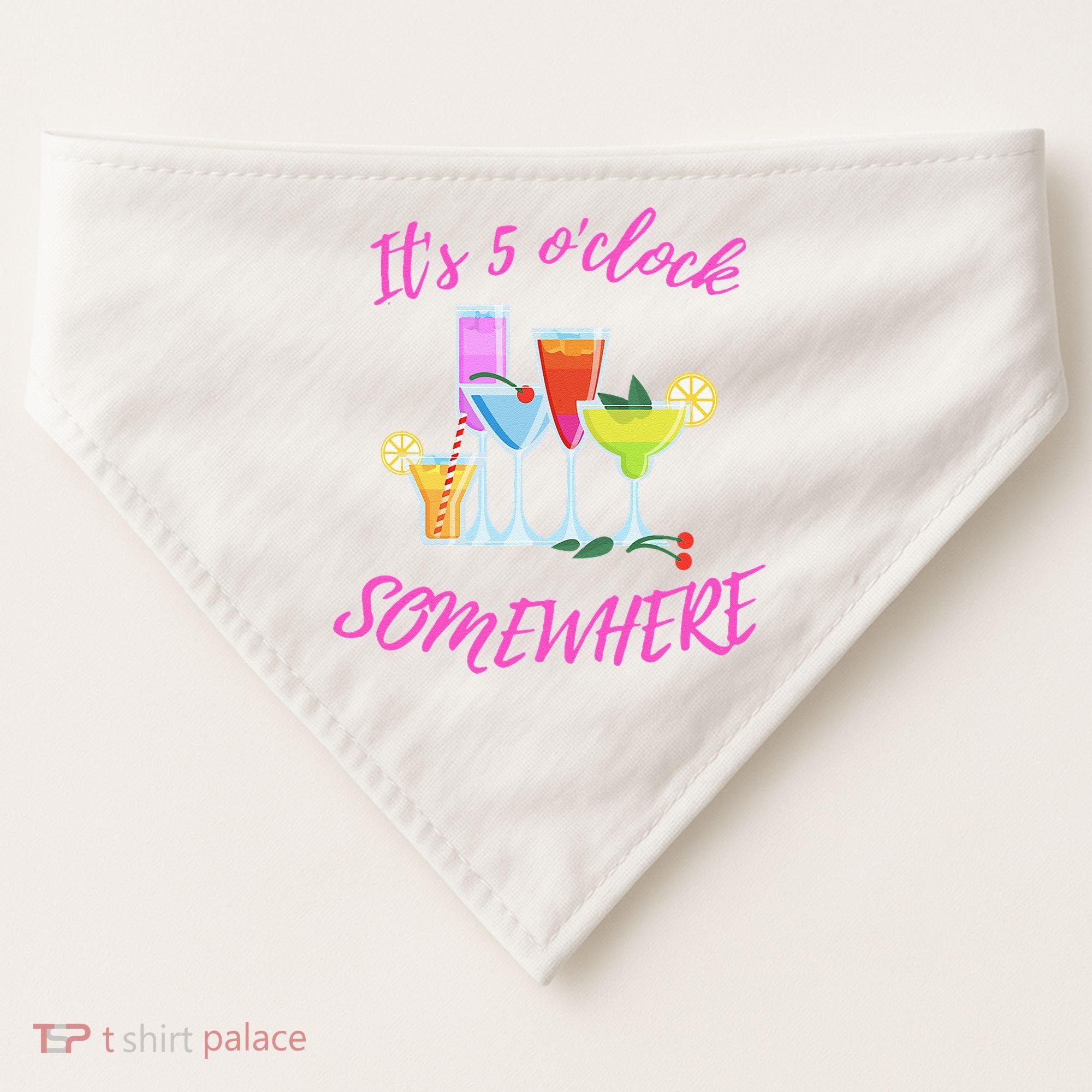 Its 5 O’clock Somewhere Hello Summer Beach Lover Summertime USA-Made Doggie Bandana