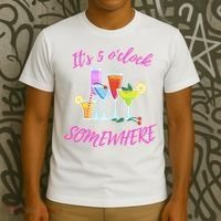 Its 5 O’clock Somewhere Hello Summer Beach Lover Summertime T-Shirt thumb 3