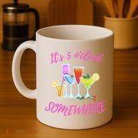 Its 5 O’clock Somewhere Hello Summer Beach Lover Summertime Coffee Mug thumb 4