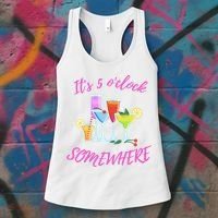 Its 5 O’clock Somewhere Hello Summer Beach Lover Summertime Women's Tank Top thumb 3