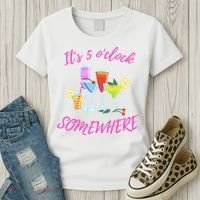 Its 5 O’clock Somewhere Hello Summer Beach Lover Summertime Women's T-Shirt thumb 3