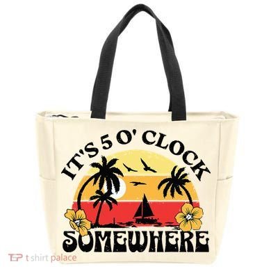 Its 5 O’clock Somewhere Summer Retro Sunset Drinking Tote Bag