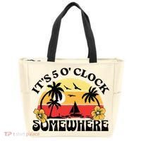 Its 5 O’clock Somewhere Summer Retro Sunset Drinking Tote Bag thumb 0