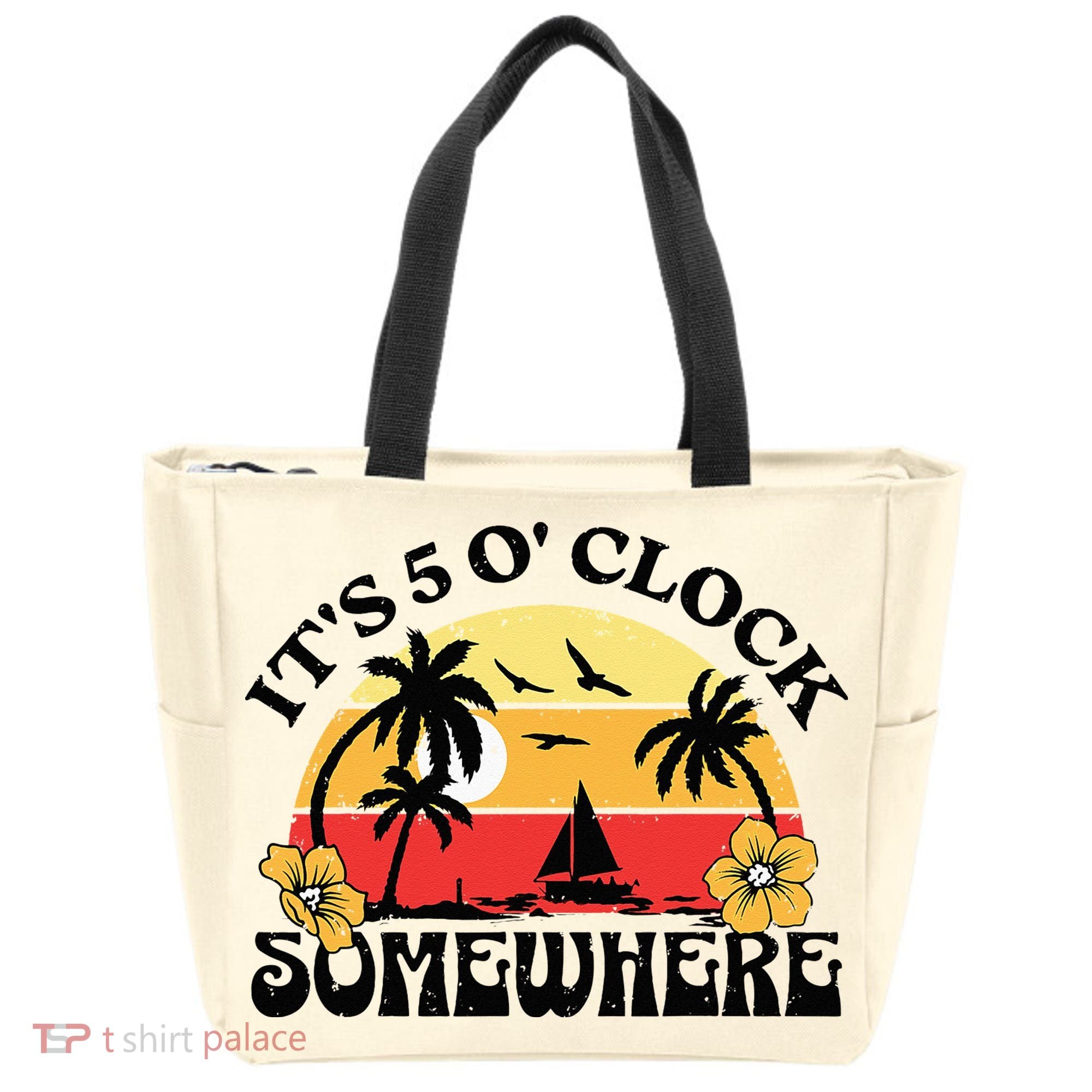 Its 5 O’clock Somewhere Summer Retro Sunset Drinking Tote Bag