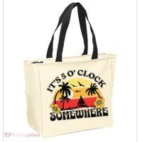 Its 5 O’clock Somewhere Summer Retro Sunset Drinking Tote Bag thumb 2