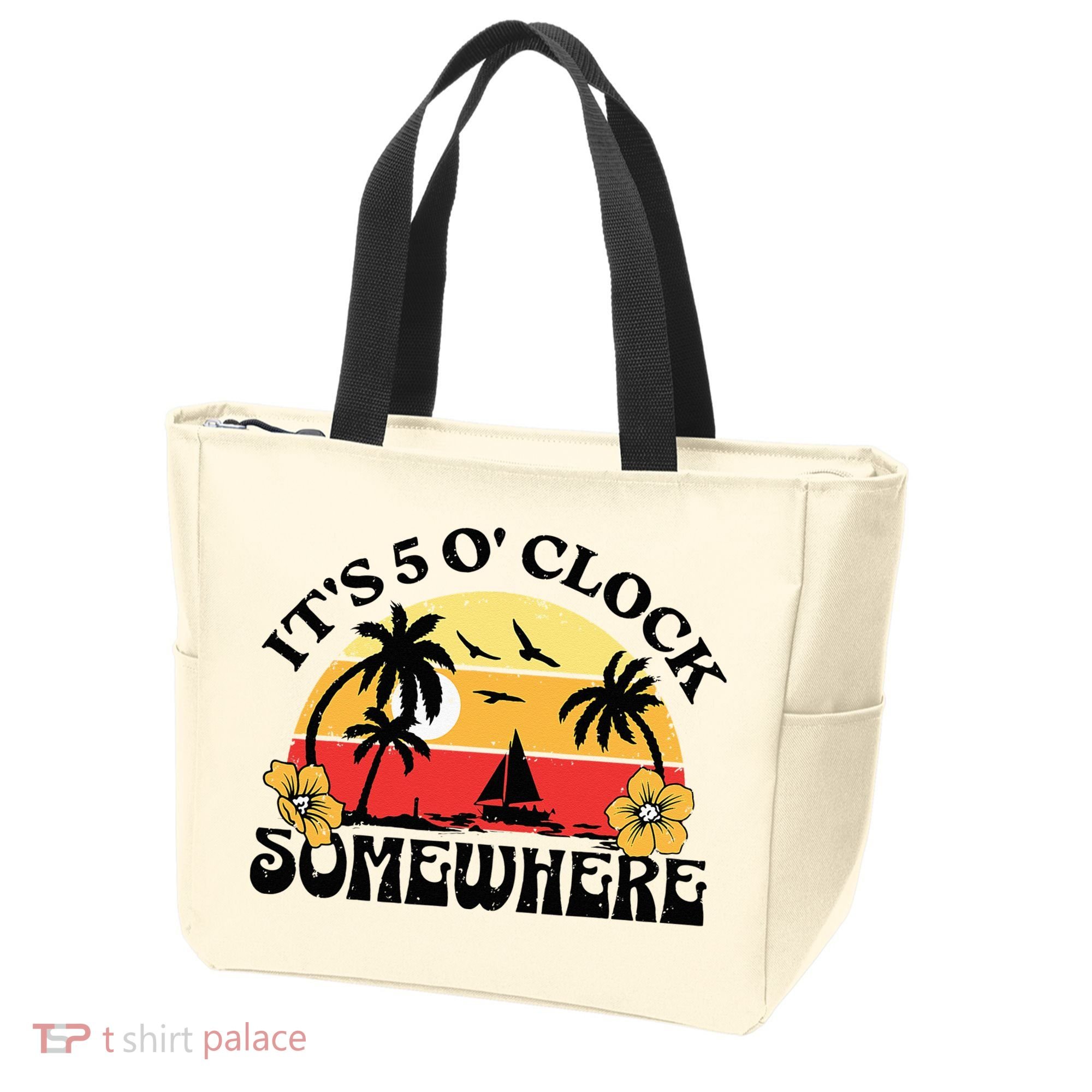 Its 5 O’clock Somewhere Summer Retro Sunset Drinking Tote Bag