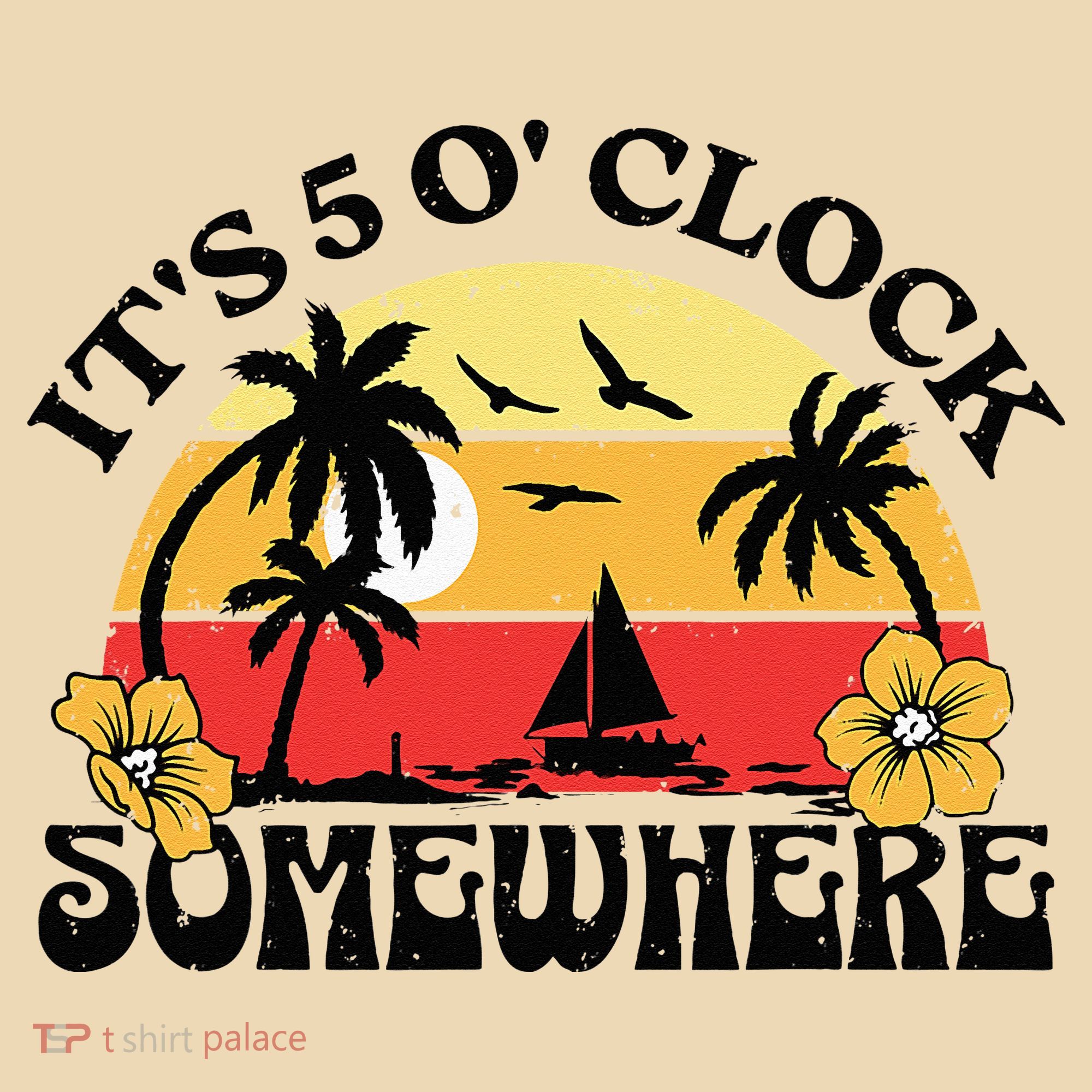 Its 5 O’clock Somewhere Summer Retro Sunset Drinking Tote Bag
