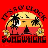 Its 5 O’clock Somewhere Summer Retro Sunset Drinking Santa Hat thumb 1