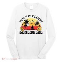 Its 5 O’clock Somewhere Summer Retro Sunset Drinking Long Sleeve Shirt thumb 0