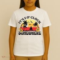 Its 5 O’clock Somewhere Summer Retro Sunset Drinking T-Shirt thumb 4